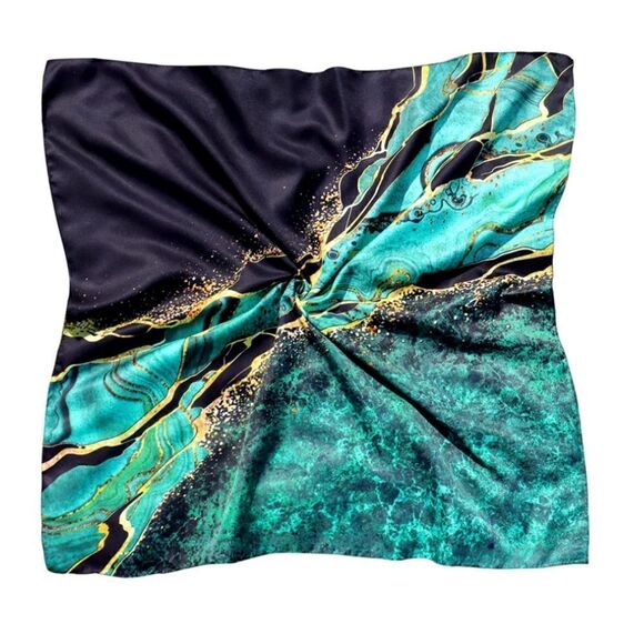 Green Marble Silky Scarf  - Picture 2 of 4